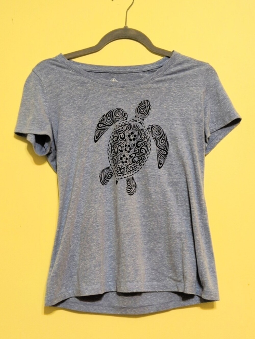 St. John's Bay Heather Blue Short-Sleeve Tee with Black Turtle Motif
